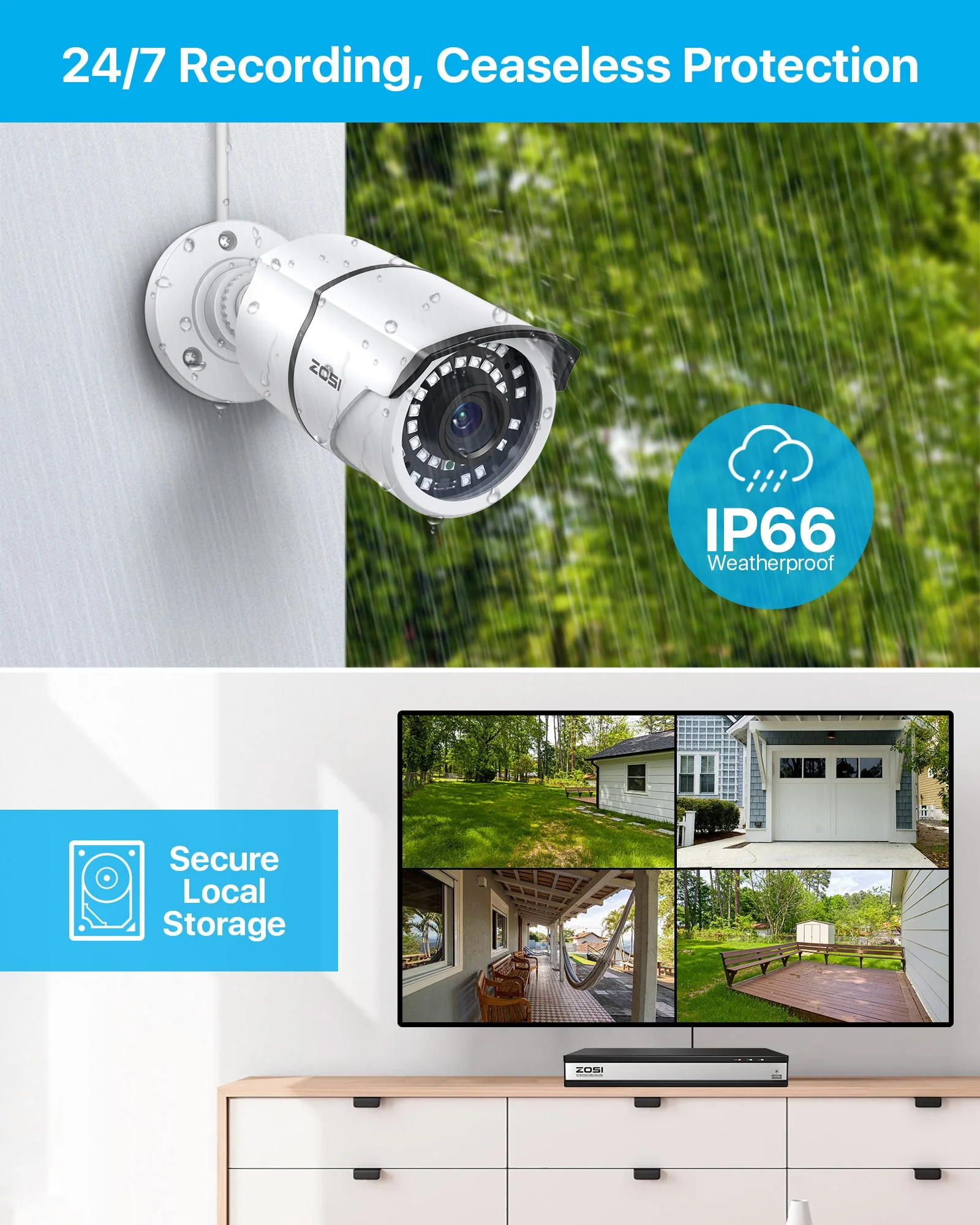 C261 5MP PoE Security Camera System + 4K 16CH PoE NVR with 4TB HDD - Image 3