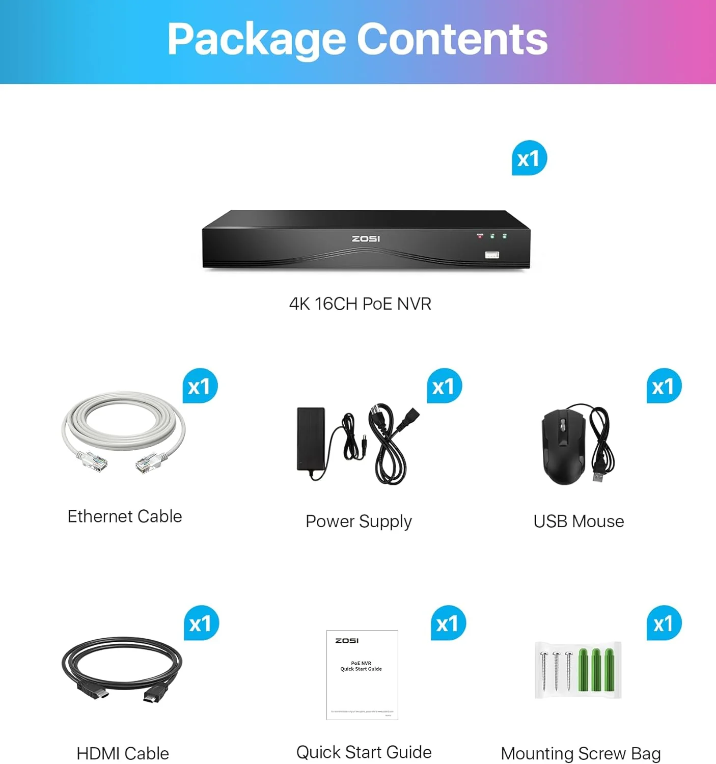 4K 16-Channel Commercial PoE NVR (ZR16HB) with 16 PoE Ports + 4TB Hard Drive - Image 3