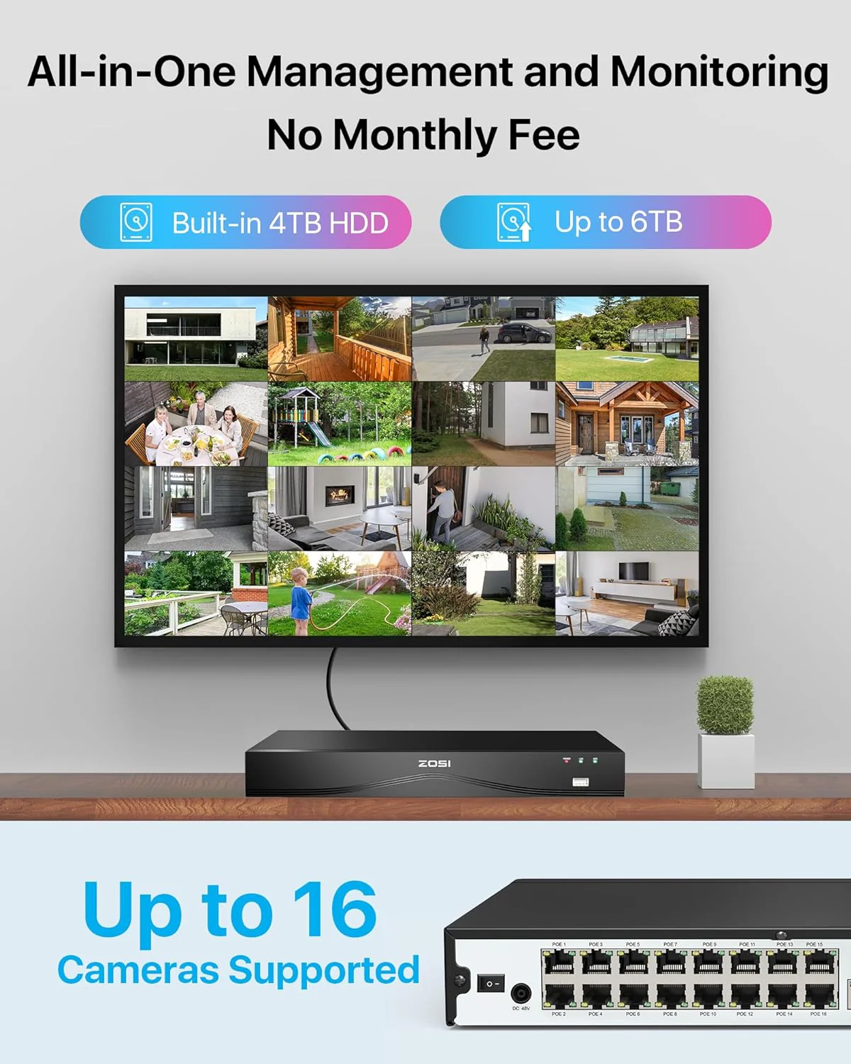 C261 5MP PoE Security Camera System + 4K 16CH PoE NVR with 4TB HDD - Image 7