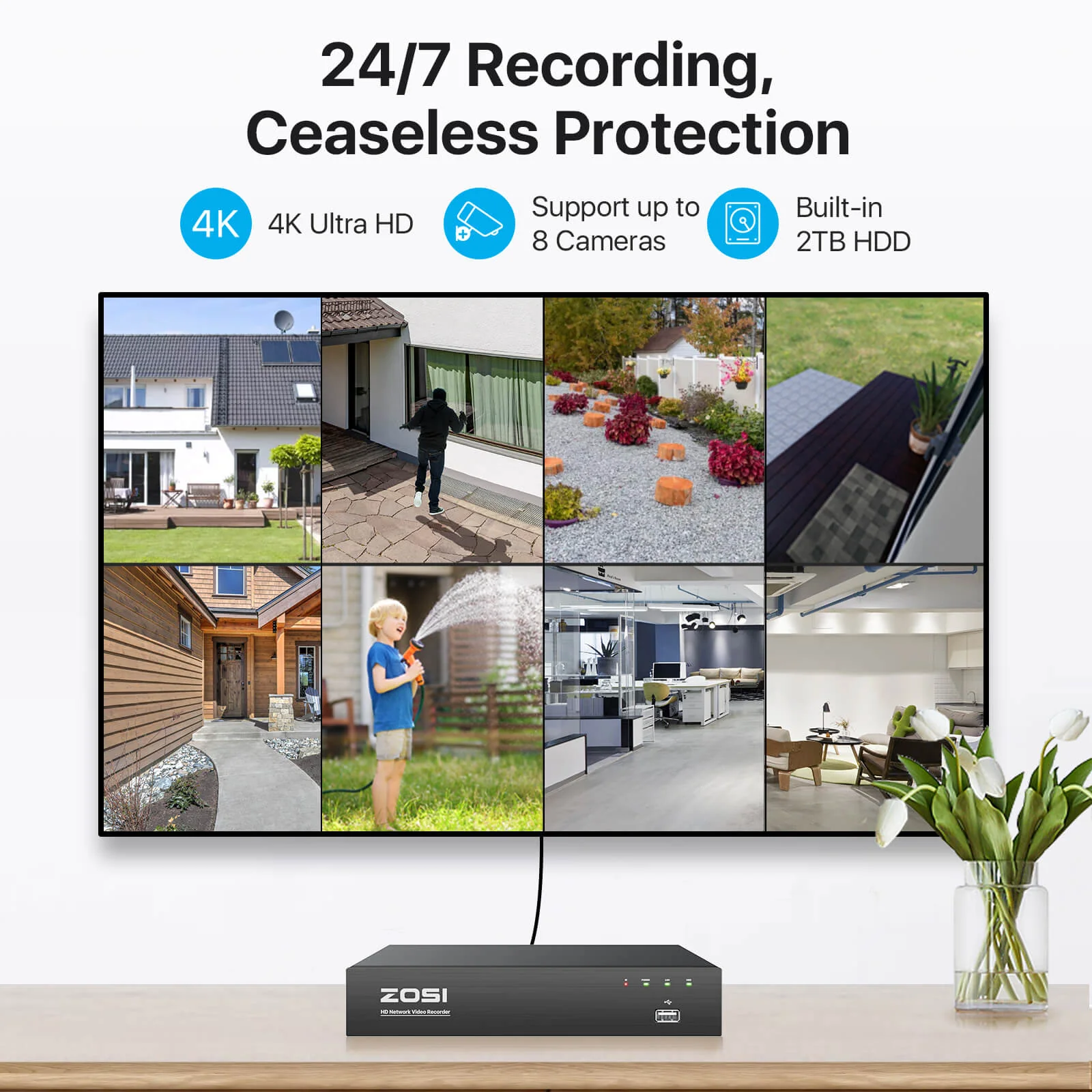 4K 8 Channel Network Video Recorder PoE NVR + 2TB Hard Drive(ZR08HQ) - Image 10