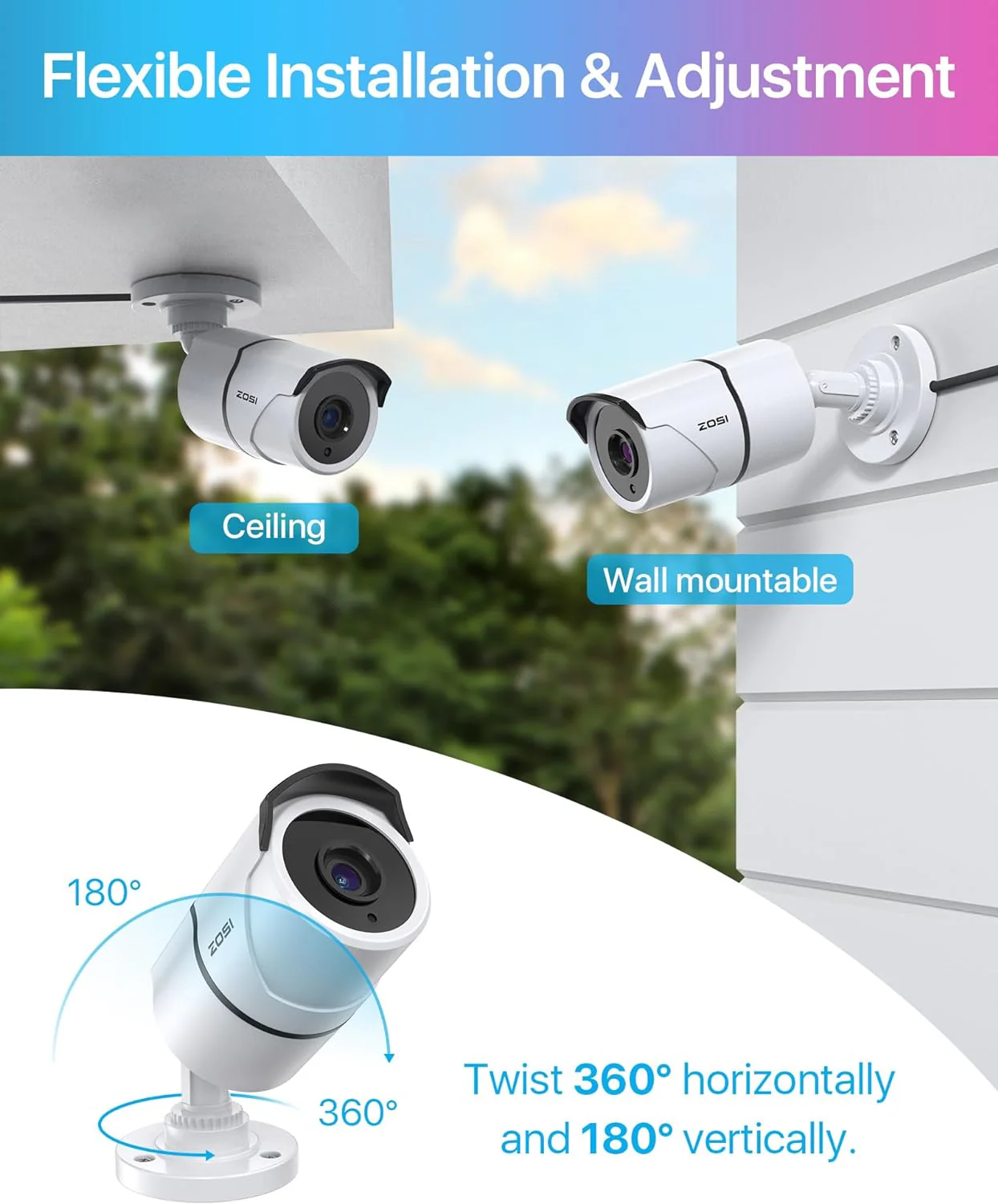 C261 2pack/4pack 1080P Analog Security Cameras with Audio + 60ft BNC Cable - Image 8