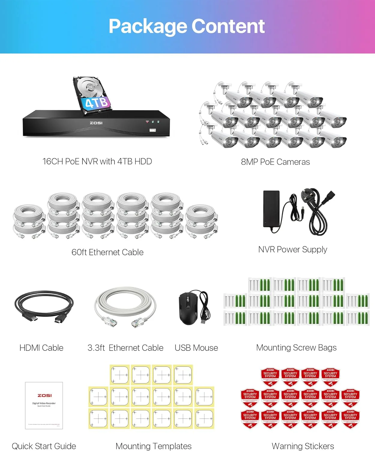 C182 & C225 4K PoE Security Camera System + 16CH 2-Bay NVR with 4TB Hard Drive - Image 16