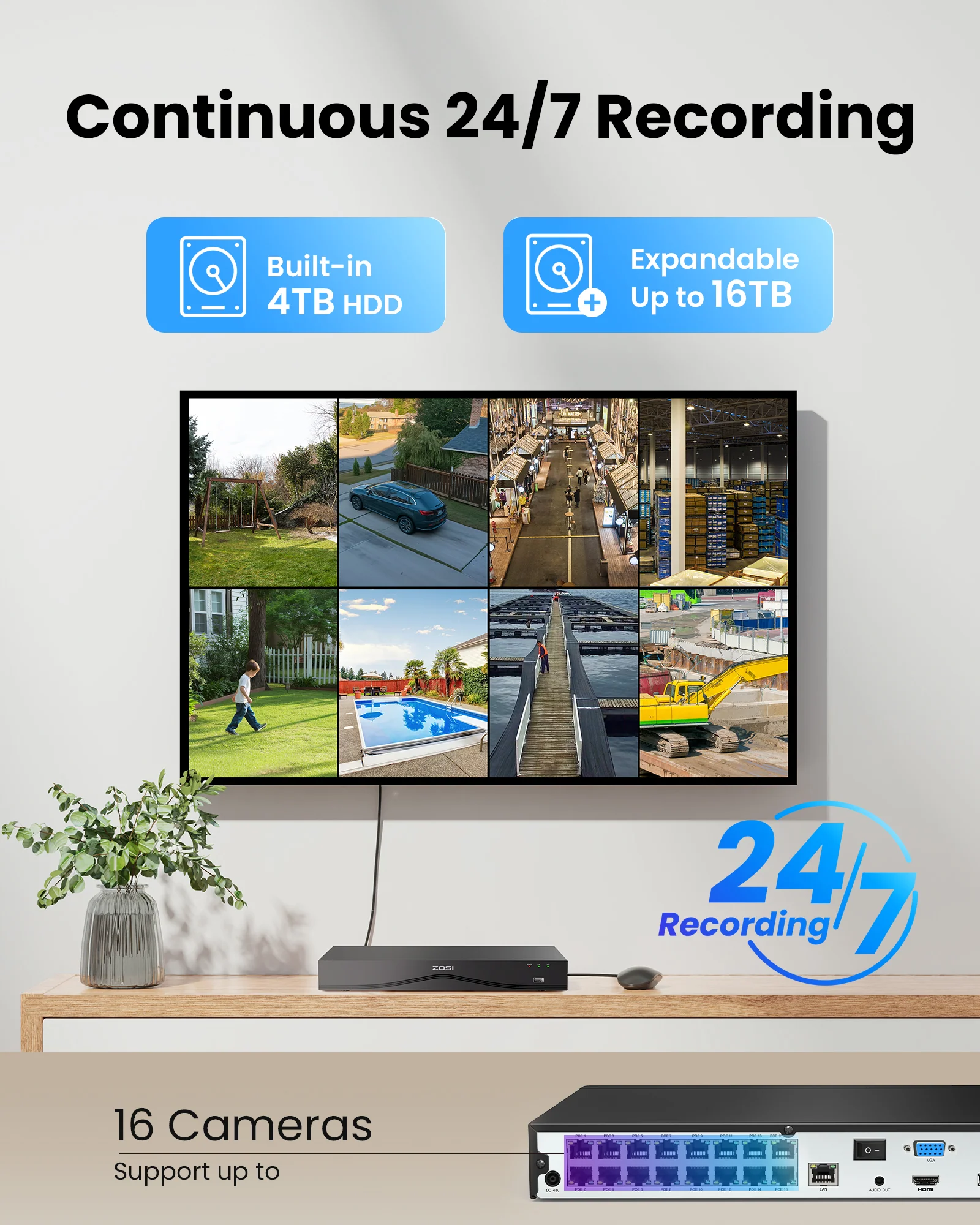 C225 4K 16CH PoE Security System + 16CH 2-Bay PoE NVR with 4TB HDD - Image 14
