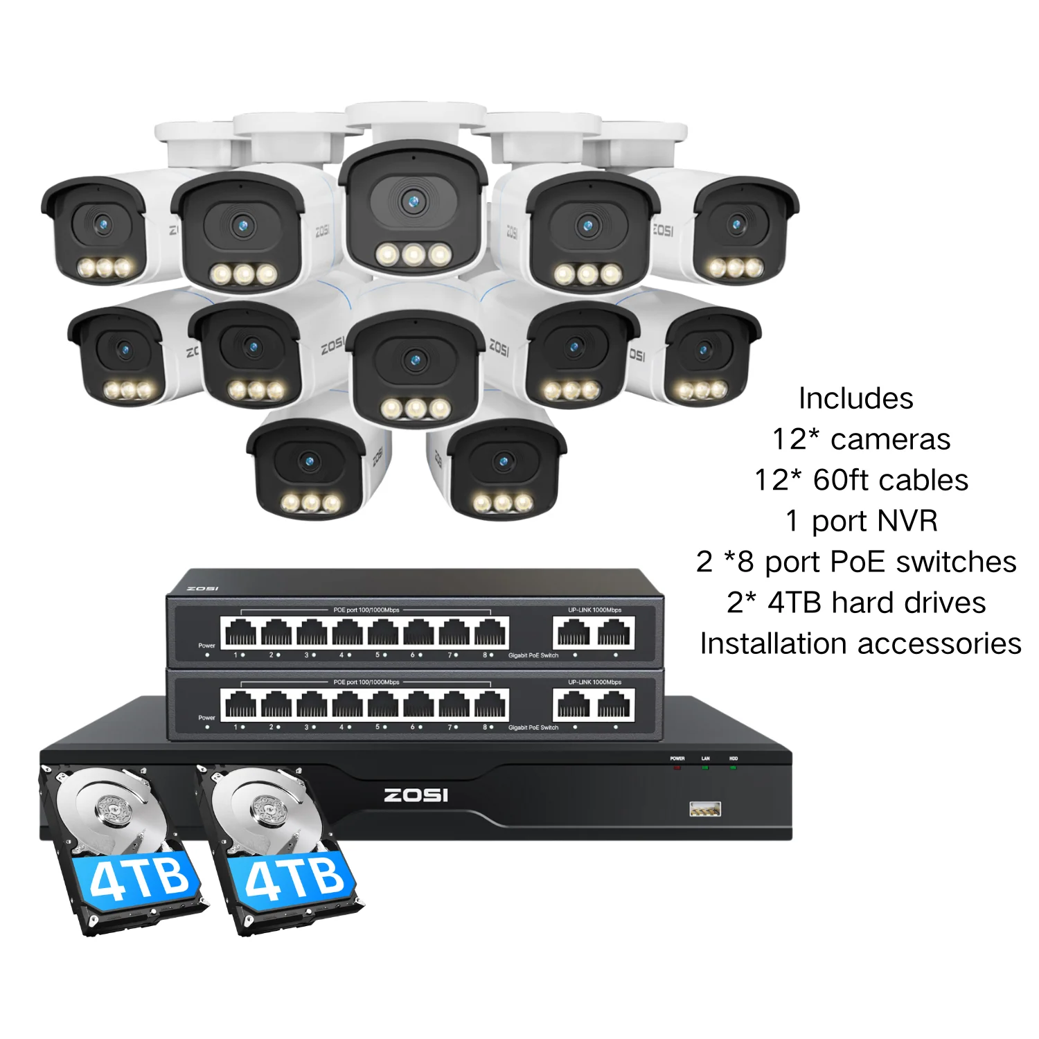 C186A 4K 16 Channel True Color Night Security System + 16CH PoE NVR with 4TB Hard Drive - Image 26