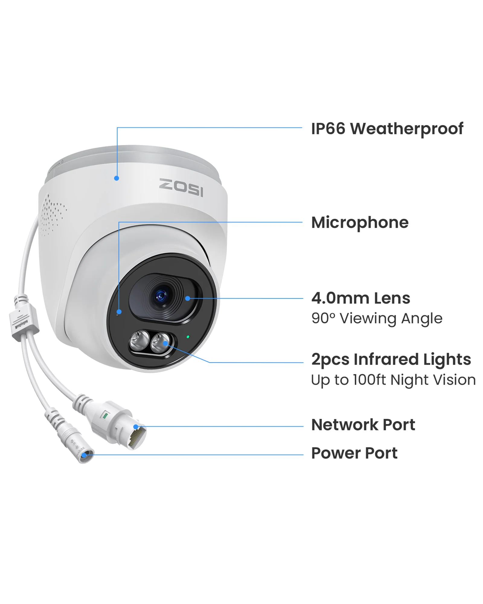 C220 4K PoE Camera with IR Night Vision + 60ft Ethernet Cable - Image 3