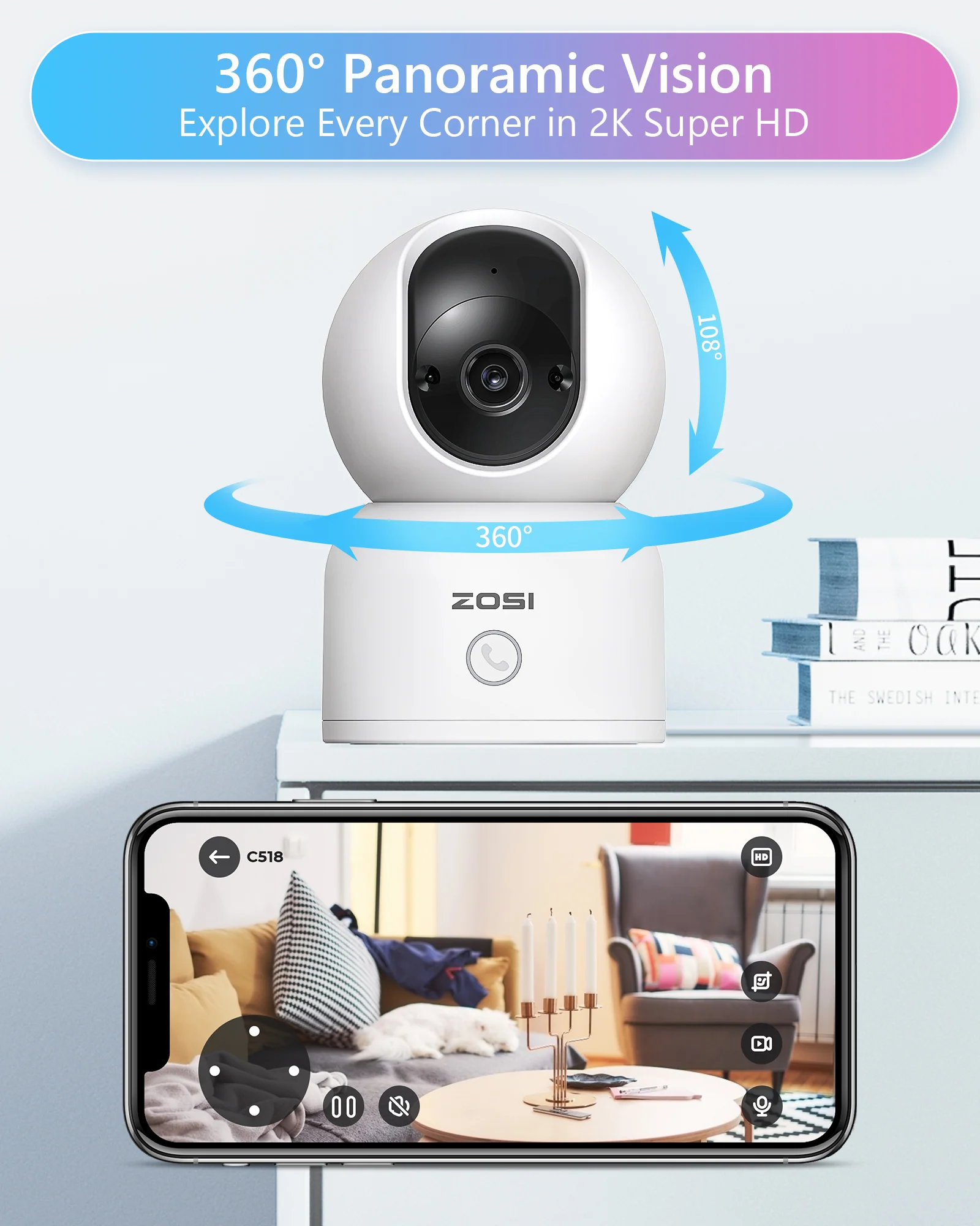 C518 4MP 2.4GHz/5GHz WiFi Security Camera + Max 256GB Local Storage - Image 5