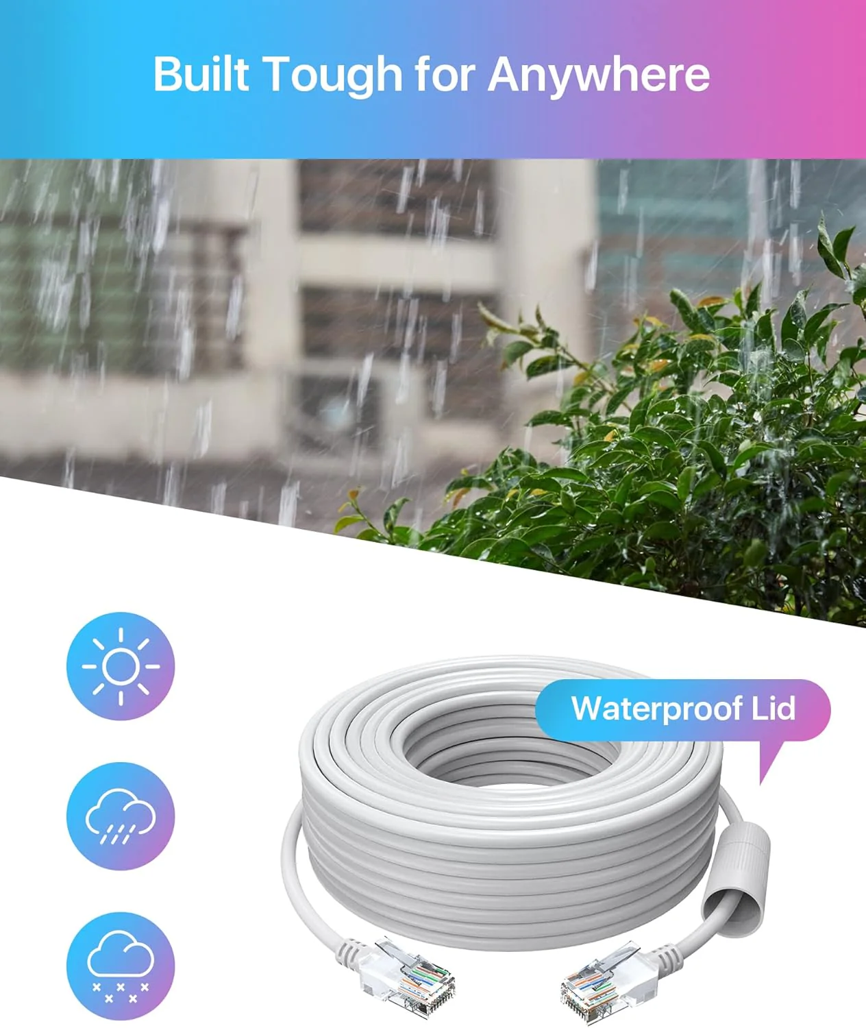 60ft/100ft/150ft Cat5e Ethernet Network Cable for PoE Camera - Image 10
